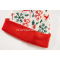 Gebreide jacquard kerstmuts met pompon voor meisjes en jongens